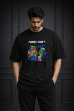 Zwuri Men | Minecraft - Pitch Black Oversized T-Shirt