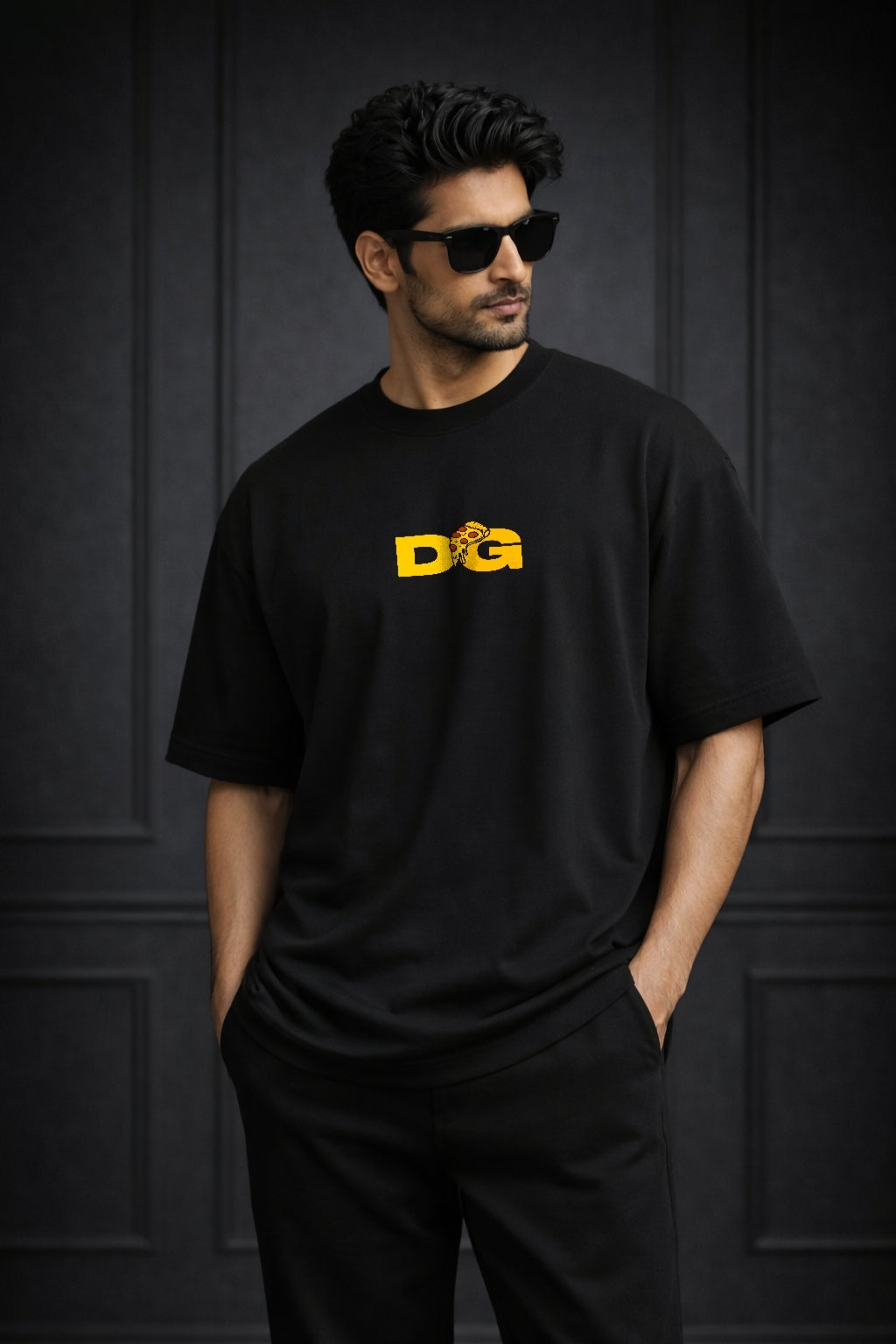 Zwuri Men | Dinners Group - Pitch Black Oversized T-Shirt