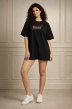 Zwuri Women | Freak - Pitch Black Oversized T-Shirt