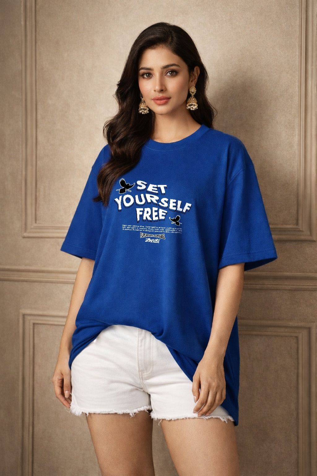 Zwuri Women | Set Yourself Free - Ocean Breeze Oversized T-Shirt