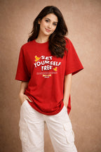 Zwuri Women | Set Yourself Free - Cherry Bomb Oversized T-Shirt