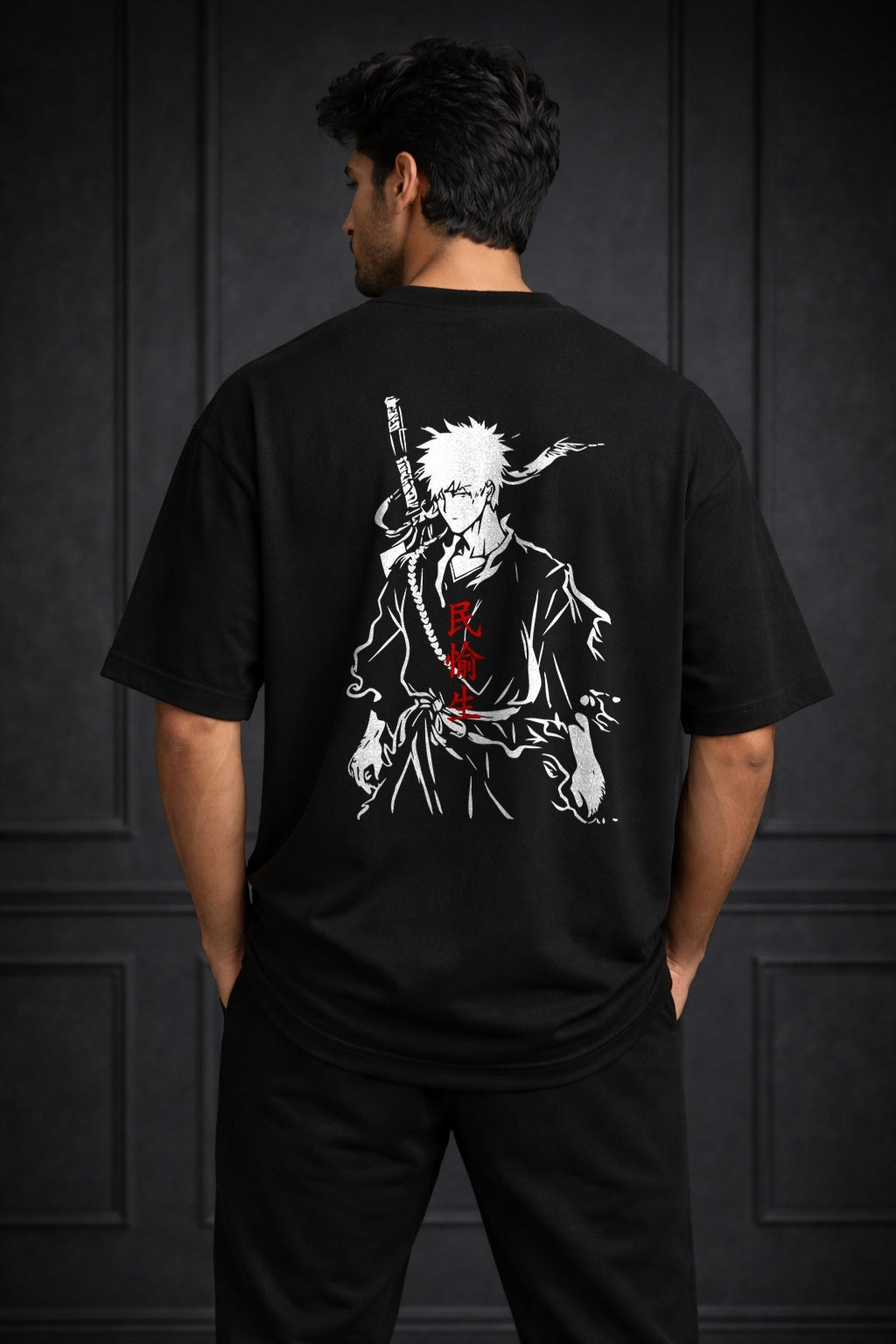 Zwuri Men | Fighter - Pitch Black Oversized T-Shirt