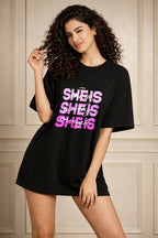 Zwuri Women | Worthy Enough - Pitch Black Oversized T-Shirt