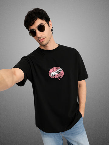 🧠 Brainrot Oversized Streetwear Zen Black T-Shirt For Men by Zwuri