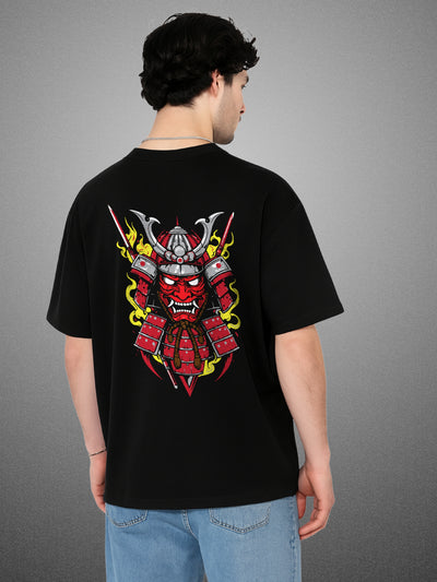👹 Shogun Mode Samurai Zen Black Oversized T-Shirt for Men by Zwuri