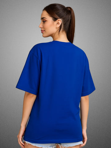 Zwuri Women’s Drift Blue Oversized T-Shirt Solids, Relaxed Fit, Minimalist Everyday Wear