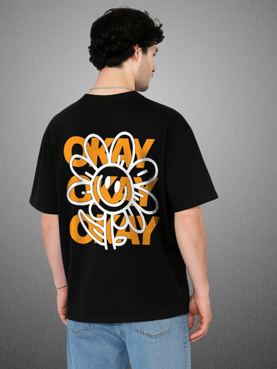 Okay Okay Okay Zen Black Oversized T-Shirt For Men by Zwuri