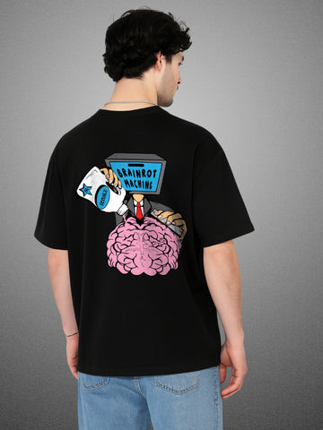 🧠 Brainrot Oversized Streetwear Zen Black T-Shirt For Men by Zwuri
