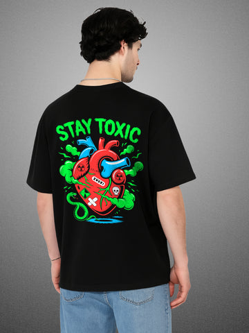 Stay Toxic, Zen Black Oversized T-Shirt For Men by Zwuri