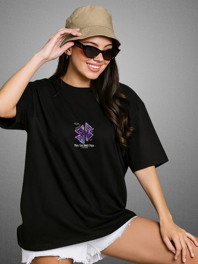 🤞🏻 Good Luck Charm, Zen Black Oversized T-Shirt For Women by Zwuri