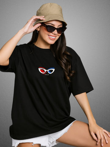 Dreamy Delulu, Zen Black Oversized T-Shirt For Women by Zwuri