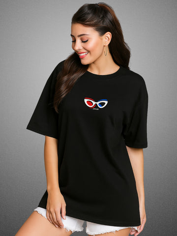 Dreamy Delulu, Zen Black Oversized T-Shirt For Women by Zwuri
