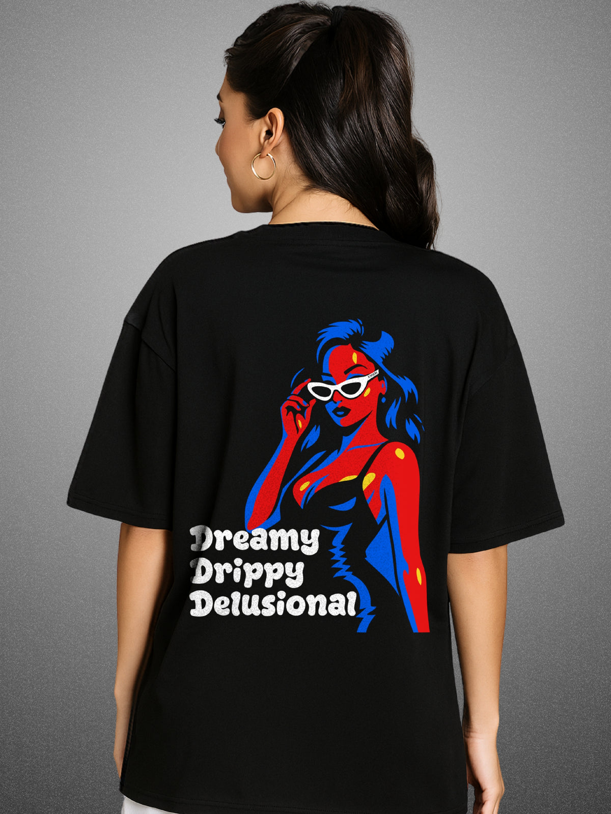 Dreamy Delulu, Zen Black Oversized T-Shirt For Women by Zwuri