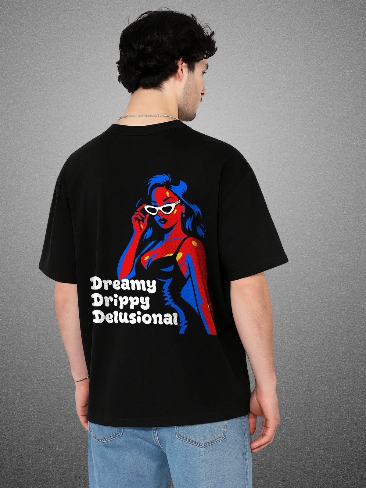 Dreamy Delulu, Zen Black Oversized T-Shirt For Men by Zwuri
