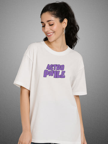 Astrophile, Pure White Oversized T-Shirt For Women by Zwuri