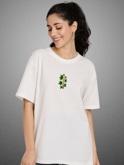 ☺️ Nirvana, Pure White Oversized T-Shirt For Women by Zwuri