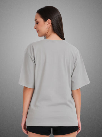Zwuri Women’s Smoke Gray Oversized T-Shirt Solids, Relaxed Fit, Minimalist Everyday Wear