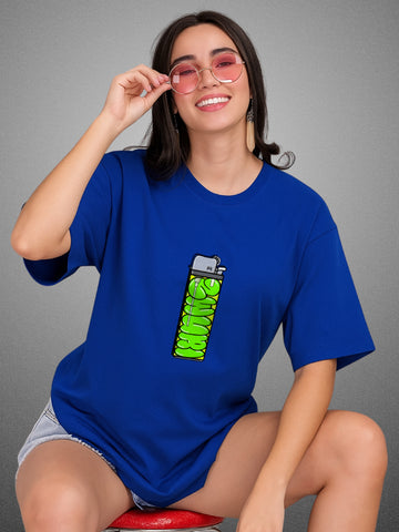 🔥 Lighter, Drift Blue Oversized T-Shirt For Women by Zwuri