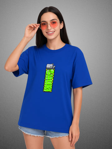 🔥 Lighter, Drift Blue Oversized T-Shirt For Women by Zwuri
