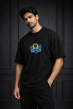 Zwuri Men | Sneeze - Pitch Black Oversized T-Shirt