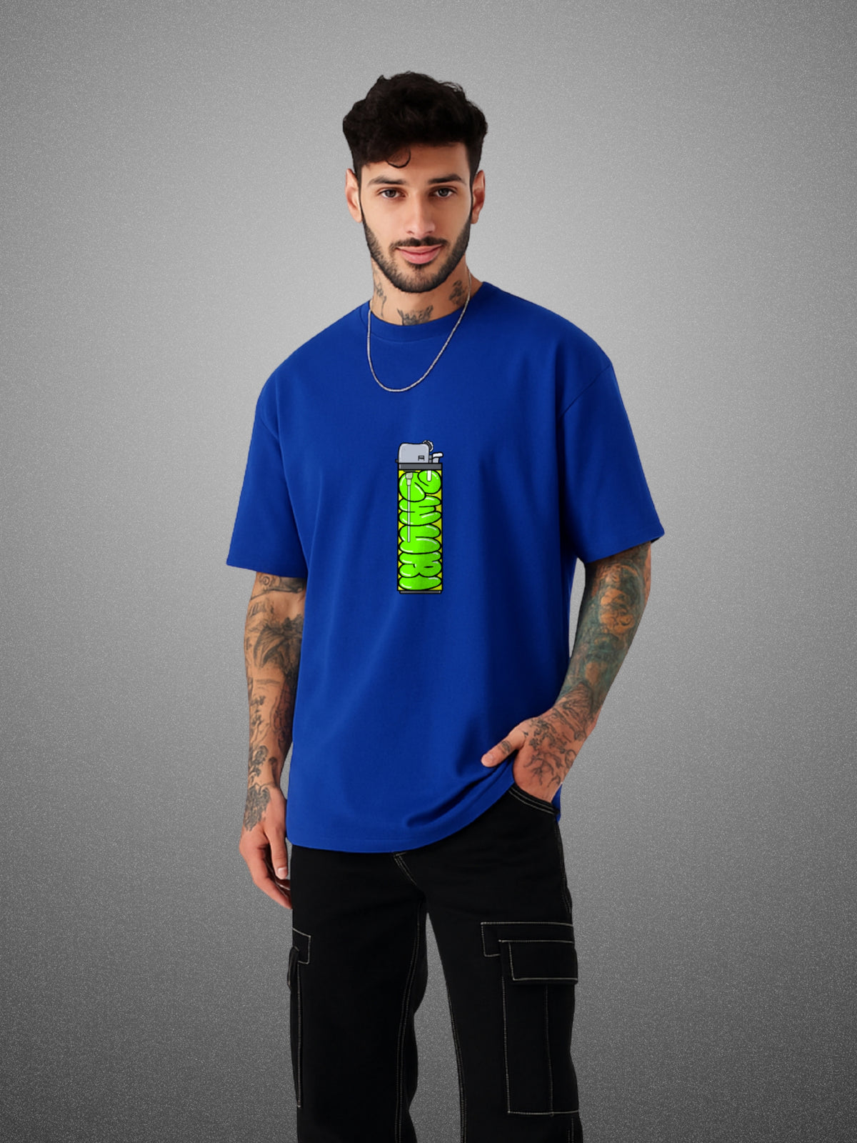 🔥 Lighter, Drift Blue Oversized T-Shirt For Women by Zwuri