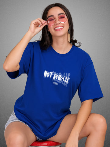 Not Regular, Drift Blue Oversized T-Shirt For Women by Zwuri