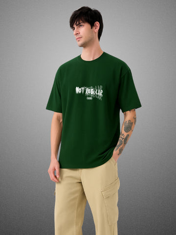 Not Regular, Forest Green Oversized T-Shirt For Men by Zwuri
