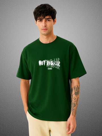 Not Regular, Forest Green Oversized T-Shirt For Men by Zwuri