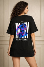 Zwuri Women | Metaverse - Pitch Black Oversized T-Shirt