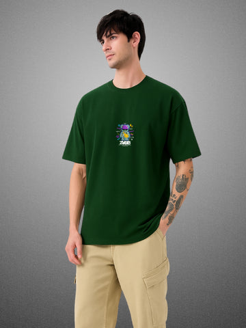 Graffiti Art, Forest Green Oversized T-Shirt For Men by Zwuri