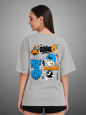 Thug Life, Smoke Gray Oversized T-Shirt For Women by Zwuri