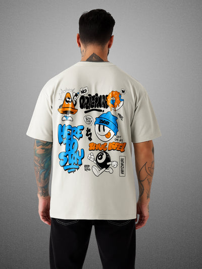 Thug Life, Smoke Gray Oversized T-Shirt For Men by Zwuri