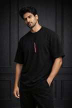 Zwuri Men | Fighter - Pitch Black Oversized T-Shirt