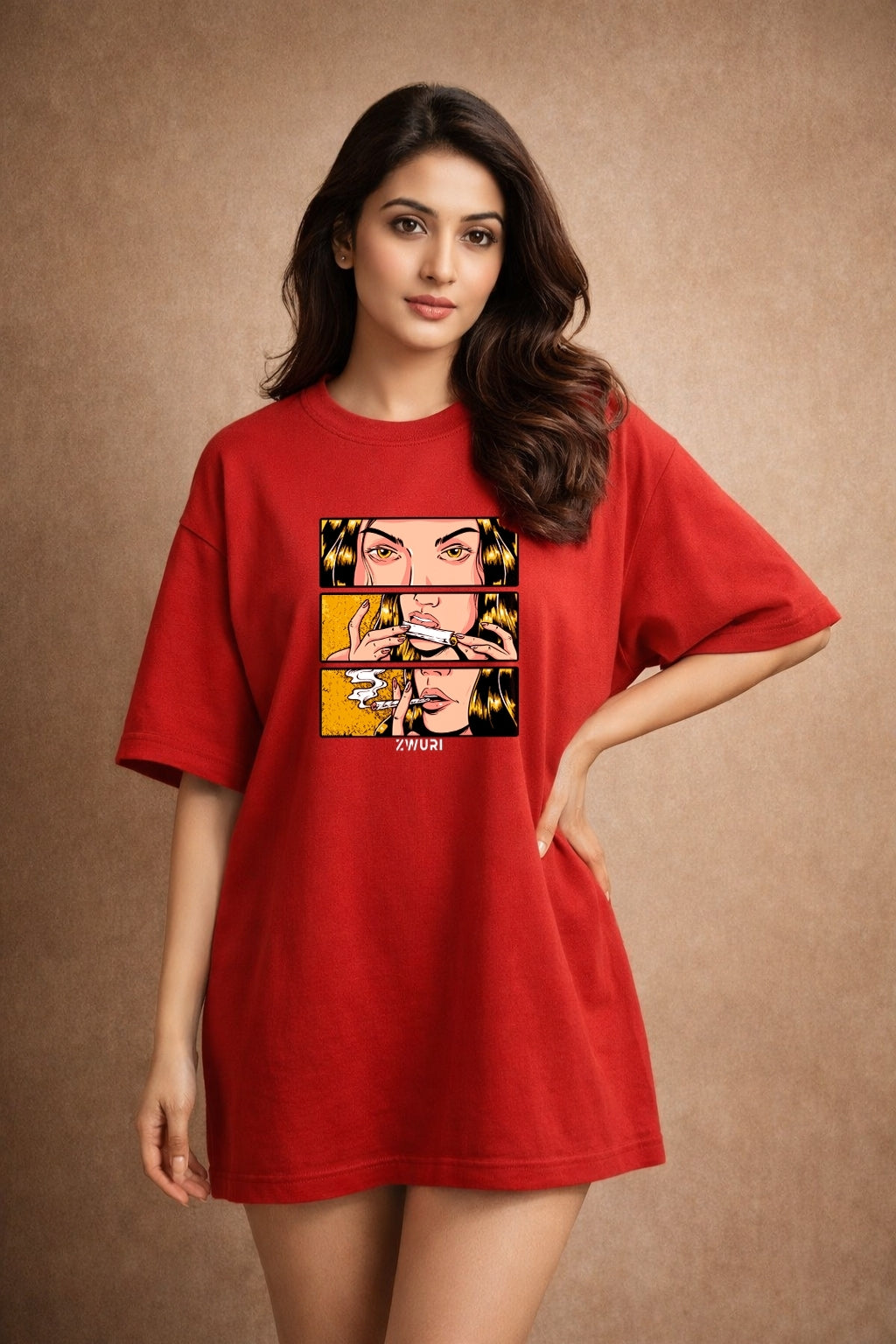 Zwuri Women | Golden Era - Cherry Bomb Oversized T-Shirt