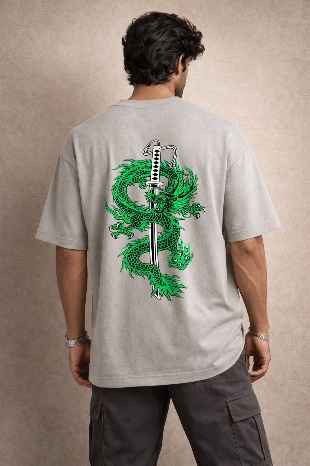 Zwuri Men | Samurai Dragon - Concrete Jungle Oversized T-Shirt