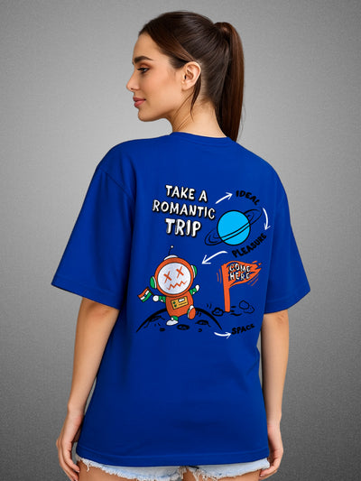 🌌 Romsteller Tee "Take a Romantic Trip" Royal Blue for Women by Zwuri