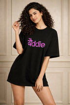 Zwuri Women | Baddie - Pitch Black Oversized T-Shirt