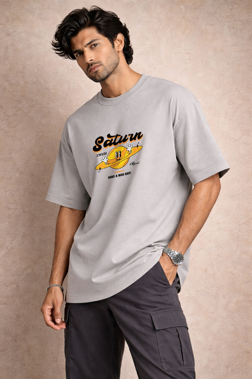 Zwuri Men | Saturn - Concrete Jungle Oversized T-Shirt