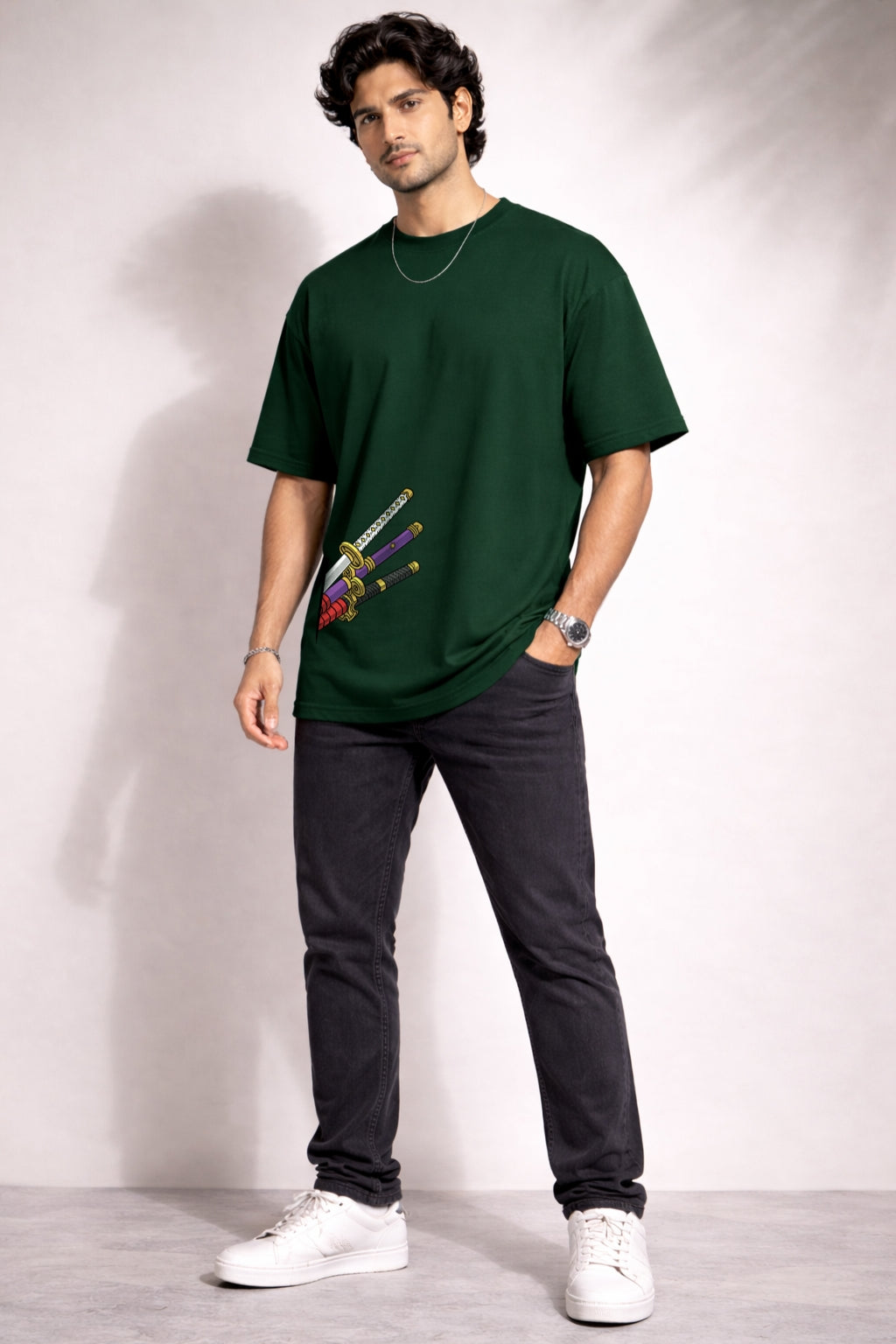 Zwuri Men | Zoro Swords - Jungle Vibe Oversized T-Shirt