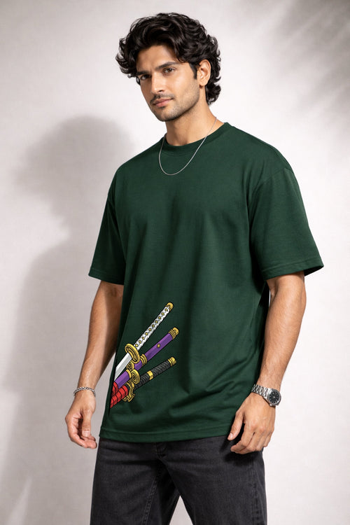 Zwuri Men | Zoro Swords - Jungle Vibe Oversized T-Shirt