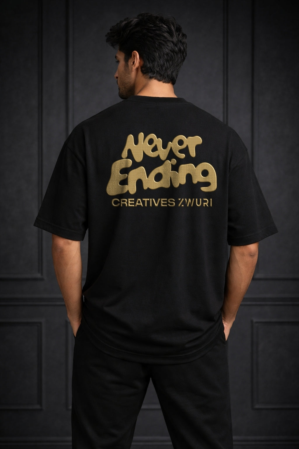 Zwuri Men | Never Ending - Pitch Black Oversized T-Shirt