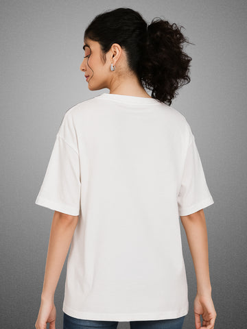 Zwuri Women's Pure White Oversized T-Shirt Solids, Relaxed Fit, Minimalist Everyday Wear