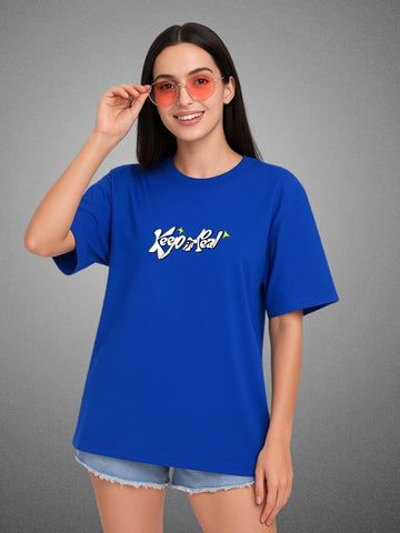 Did You Manifest Me? Drift Blue Oversized T-Shirt for Women by Zwuri