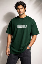 Zwuri Men | Ribbed Ribs - Jungle Vibe Oversized T-Shirt