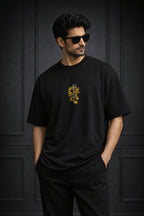 Zwuri Men | Samurai Dragon - Pitch Black Oversized T-Shirt