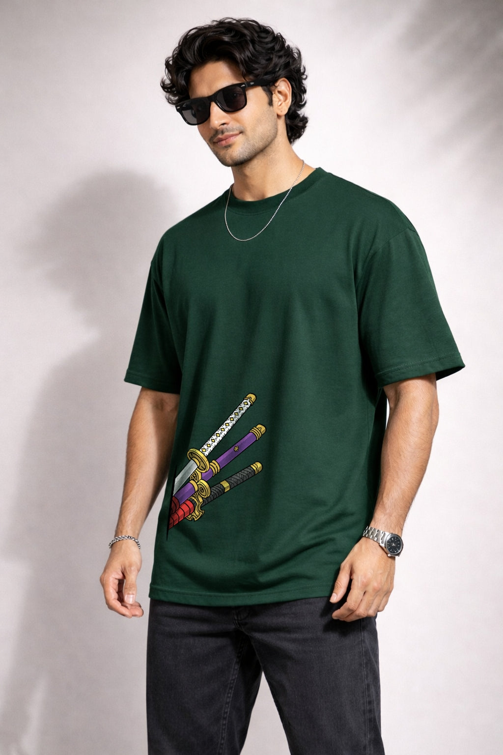 Zwuri Men | Zoro Swords - Jungle Vibe Oversized T-Shirt
