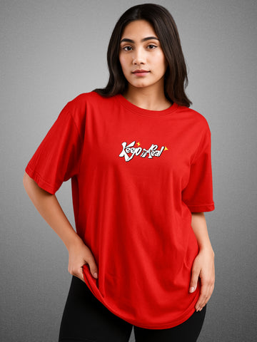 Did You Manifest Me? Crimson Red Oversized T-Shirt for Women by Zwuri