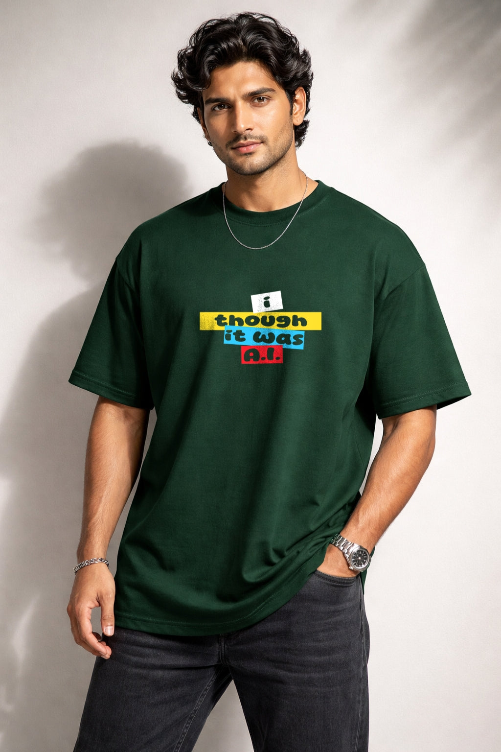 Zwuri Men | Is It A.I. - Jungle Vibe Oversized T-Shirt