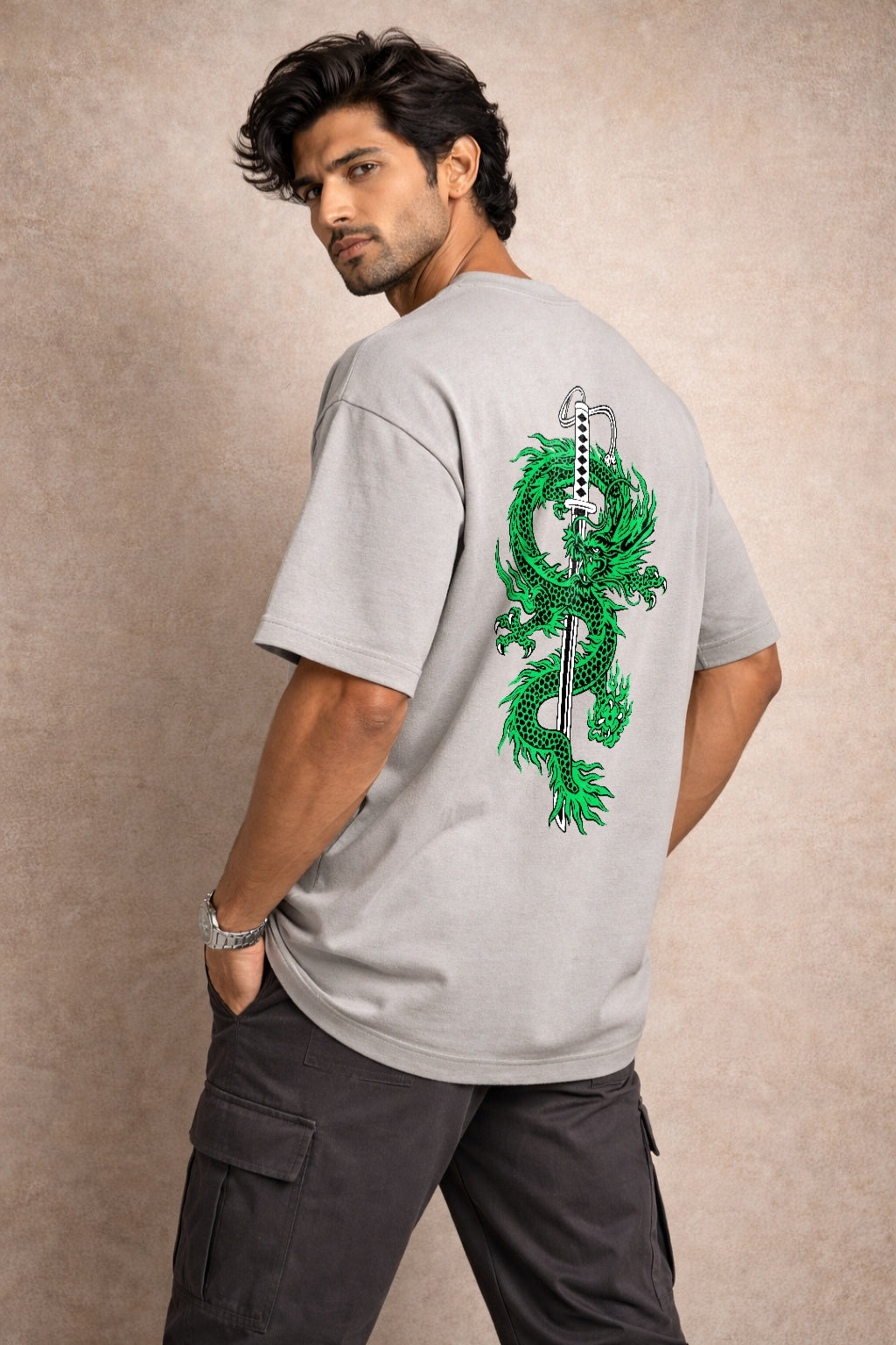 Zwuri Men | Samurai Dragon - Concrete Jungle Oversized T-Shirt