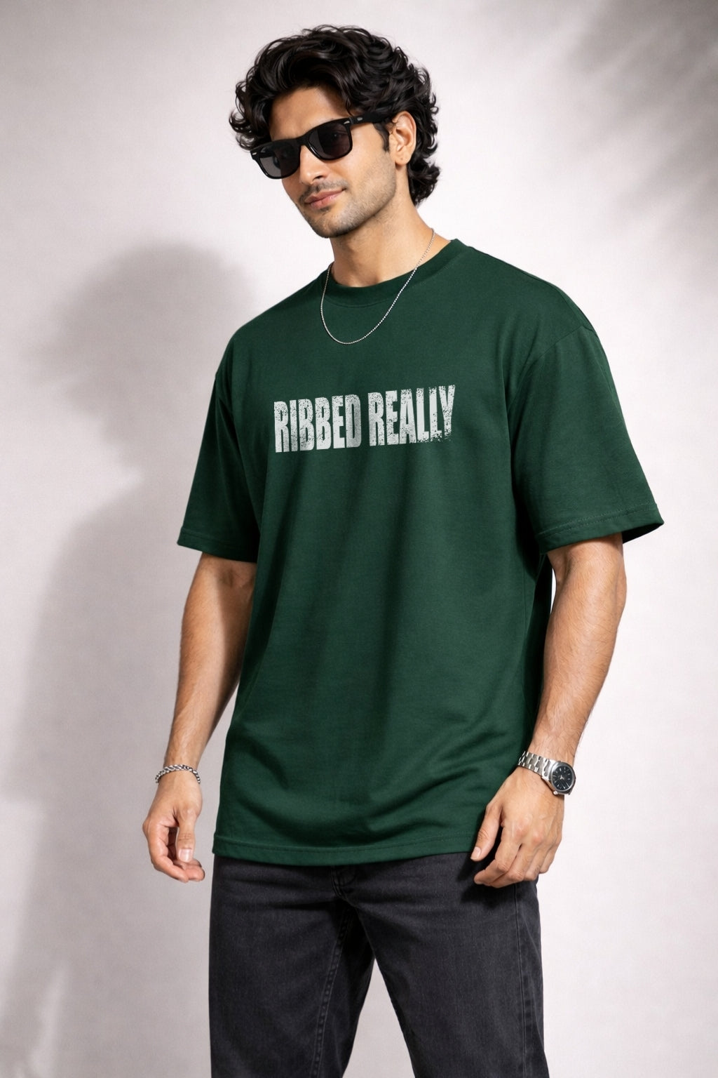 Zwuri Men | Ribbed Ribs - Jungle Vibe Oversized T-Shirt